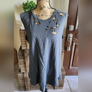 Fantastic Fawn Charcoal Distressed Muscle Tee